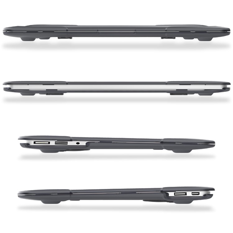 See-through Plastic TPU Full Protection Case for Macbook Air 11 Inch with Kickstand - Grey-12