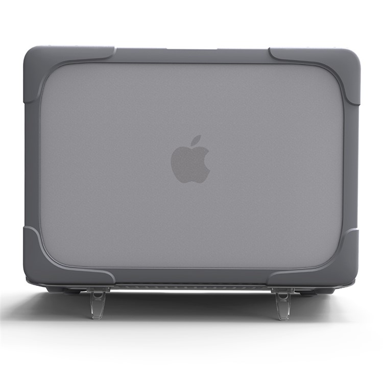See-through Plastic TPU Full Protection Case for Macbook Air 11 Inch with Kickstand - Grey-15