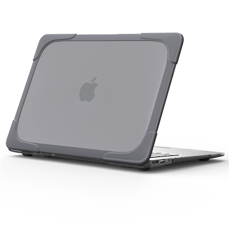 See-through Plastic TPU Full Protection Case for Macbook Air 11 Inch with Kickstand - Grey-16