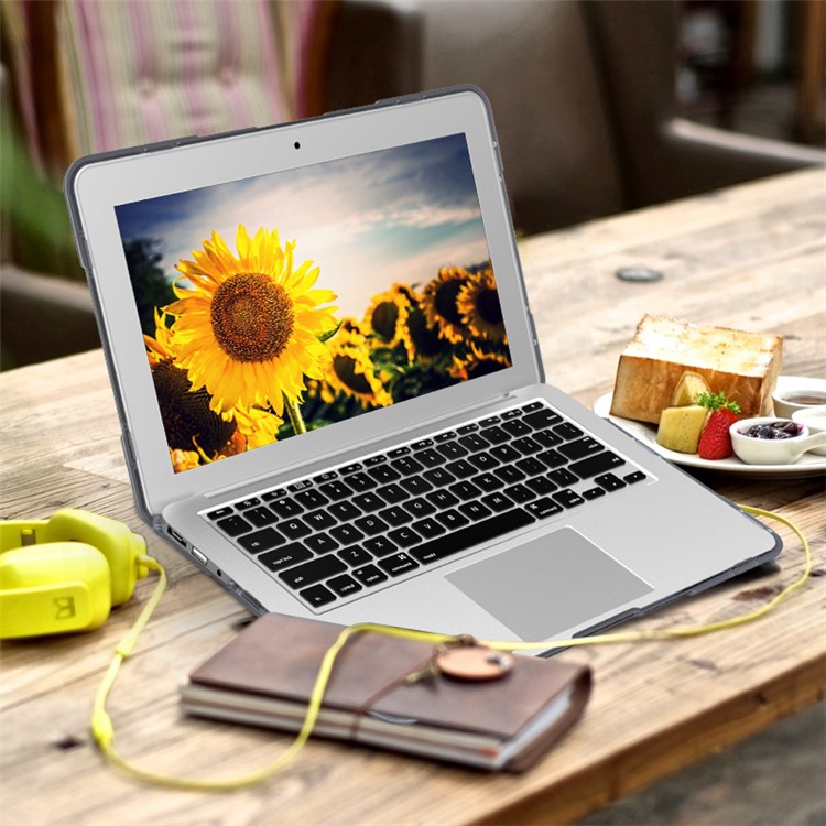See-through Plastic TPU Full Protection Case for Macbook Air 11 Inch with Kickstand - Grey-17