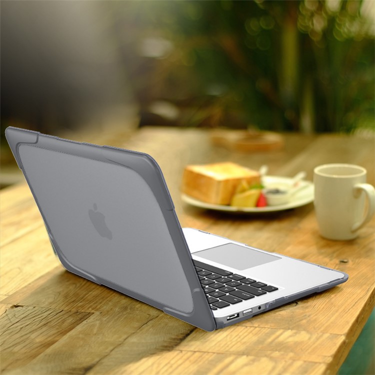 See-through Plastic TPU Full Protection Case for Macbook Air 11 Inch with Kickstand - Grey-19