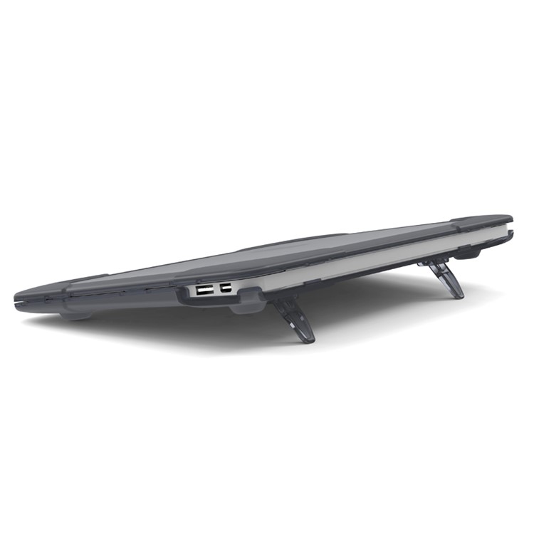 See-through Plastic TPU Full Protection Case for Macbook Air 11 Inch with Kickstand - Grey-2