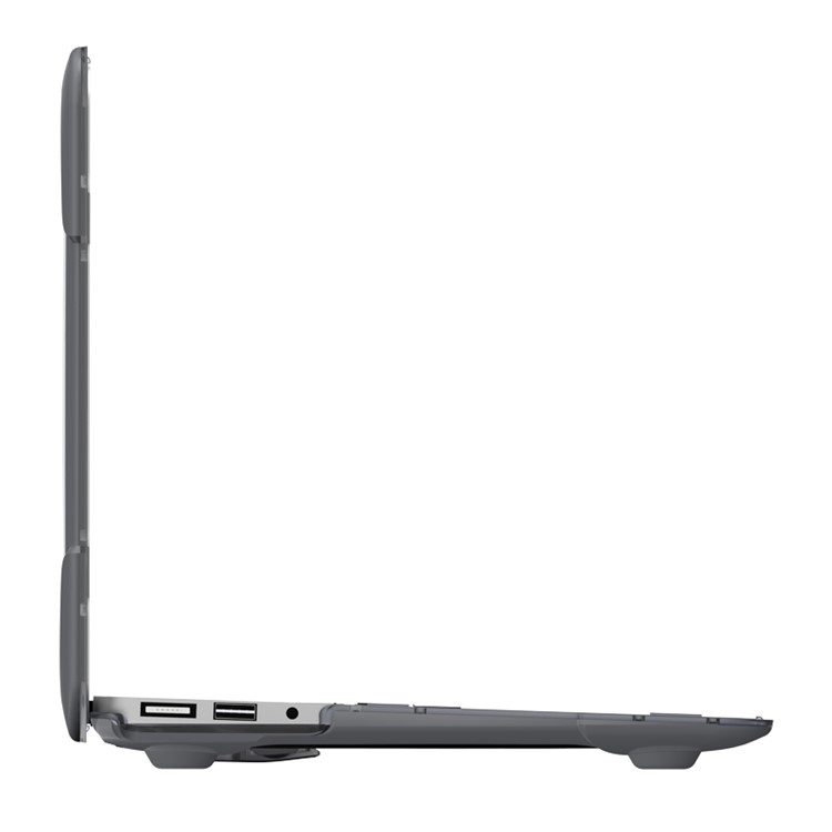 See-through Plastic TPU Full Protection Case for Macbook Air 11 Inch with Kickstand - Grey-4