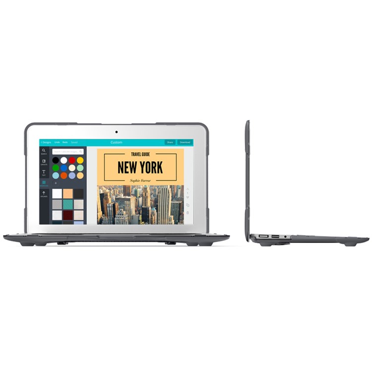 See-through Plastic TPU Full Protection Case for Macbook Air 11 Inch with Kickstand - Grey-8