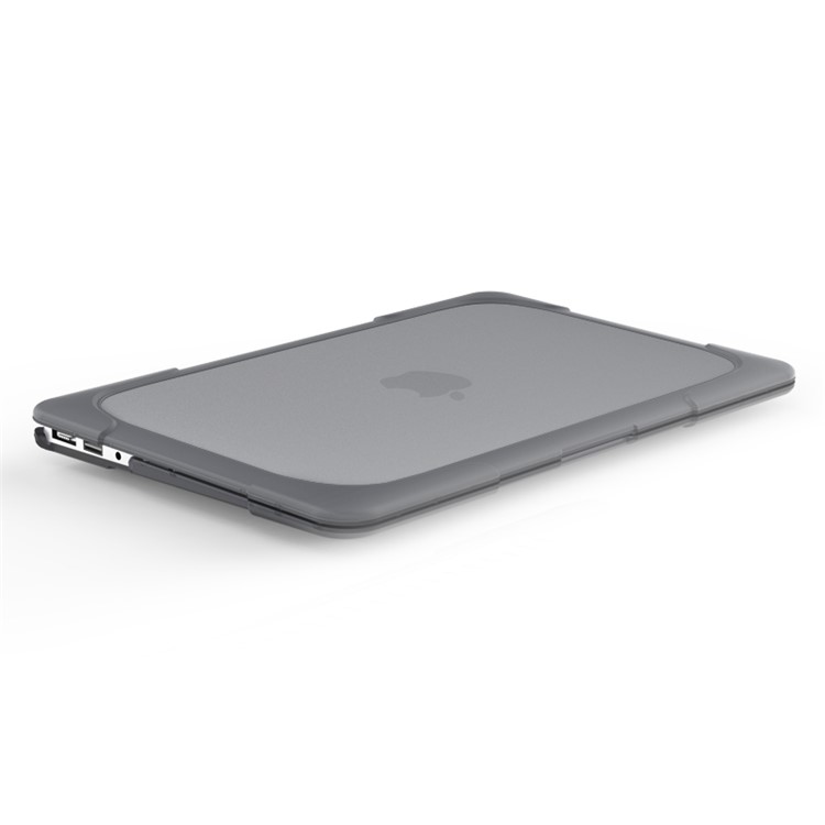 See-through Plastic TPU Full Protection Case for Macbook Air 11 Inch with Kickstand - Grey-9