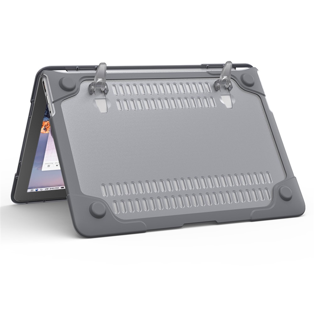 Kickstand See-through Full Protection PC TPU Laptop Case for Macbook Air 13.3 Inch - Grey-13