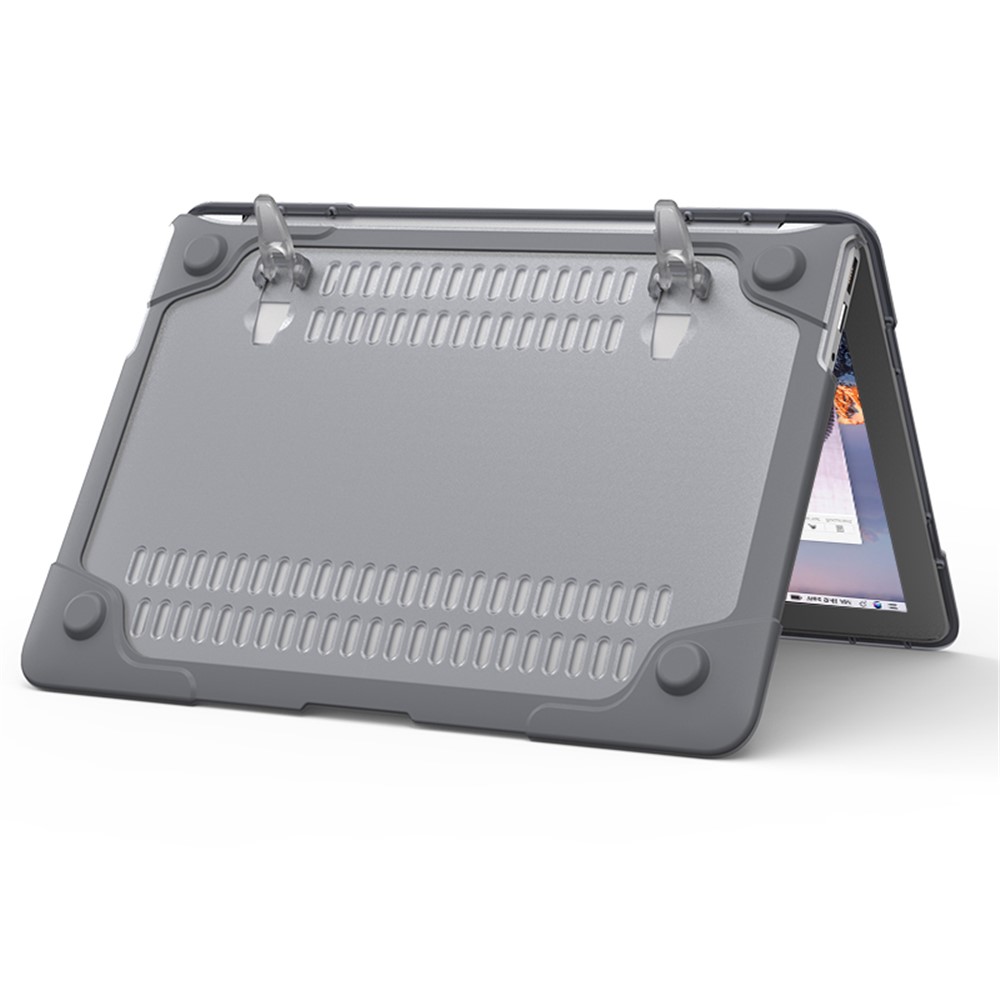 Kickstand See-through Full Protection PC TPU Laptop Case for Macbook Air 13.3 Inch - Grey-14
