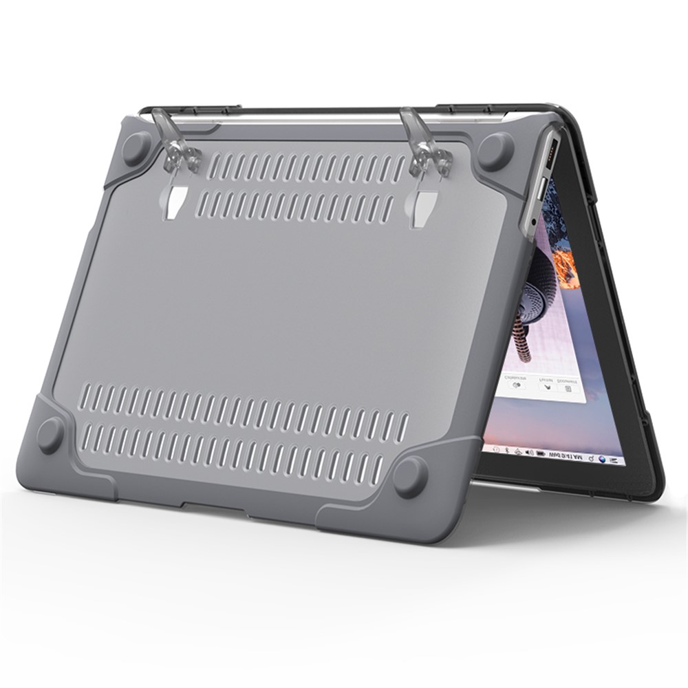 Для MacBook Air 13,3 Дюйма Просмотра Полная Защита PC TPU Case С Kickstand A1369 / A1466 - Серый-16