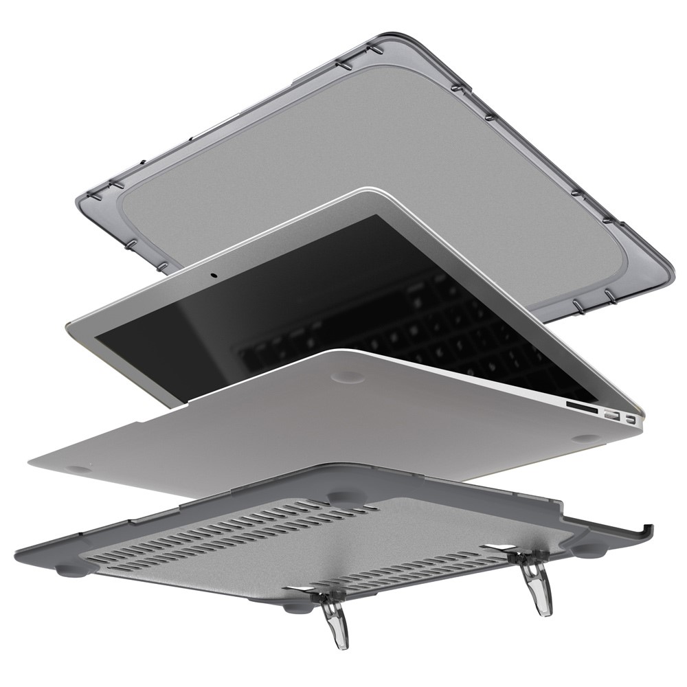 Kickstand See-through Full Protection PC TPU Laptop Case for Macbook Air 13.3 Inch - Grey-20