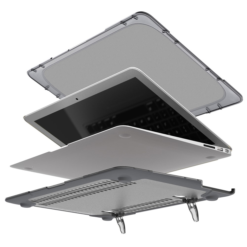 Per MacBook Air 13.3 Pollici See-through Protezione Completa PC TPU Caso Con Kickstand A1369 / A1466 - Grigio