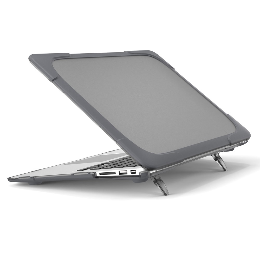 Per MacBook Air 13.3 Pollici See-through Protezione Completa PC TPU Caso Con Kickstand A1369 / A1466 - Grigio