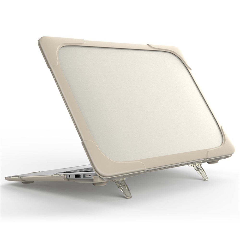 Kickstand ver-a través de la PC TPU snap-on caso de la cubierta para el aire macbook 13,3 pulgadas - kaki-1