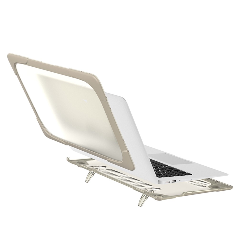 Kickstand ver-a través de la PC TPU snap-on caso de la cubierta para el aire macbook 13,3 pulgadas - kaki-15