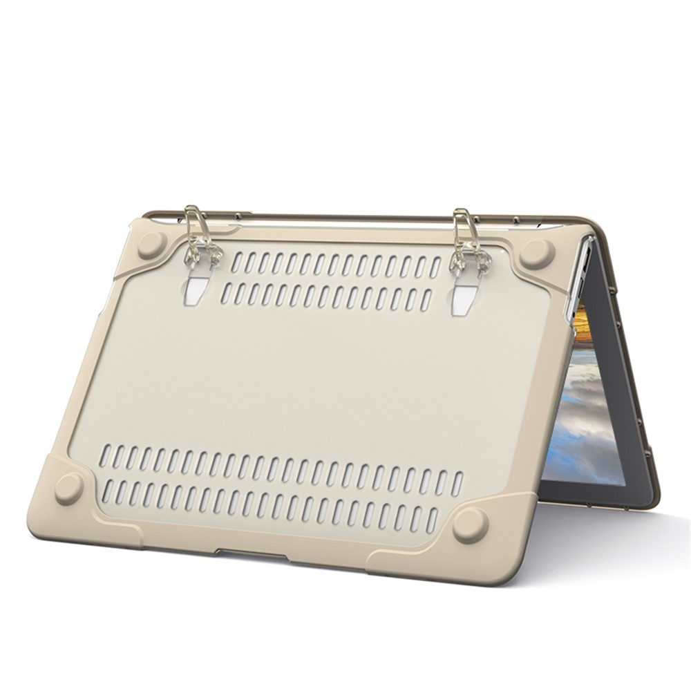 Kickstand ver-a través de la PC TPU snap-on caso de la cubierta para el aire macbook 13,3 pulgadas - kaki-16