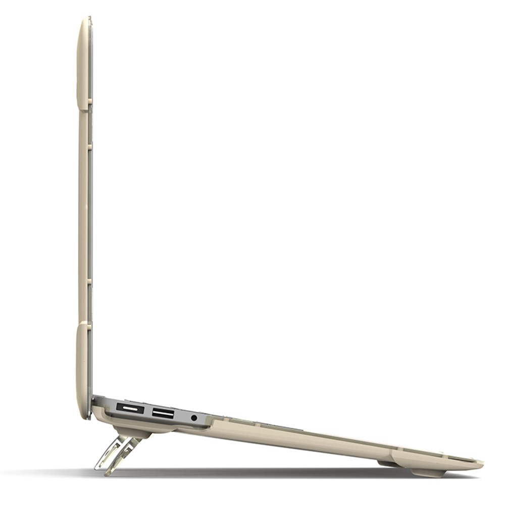 Kickstand ver-a través de la PC TPU snap-on caso de la cubierta para el aire macbook 13,3 pulgadas - kaki-2