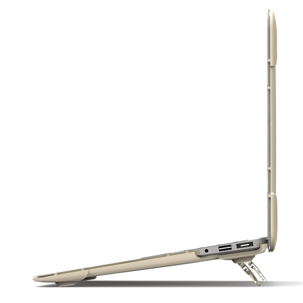 Kickstand ver-a través de la PC TPU snap-on caso de la cubierta para el aire macbook 13,3 pulgadas - kaki-3