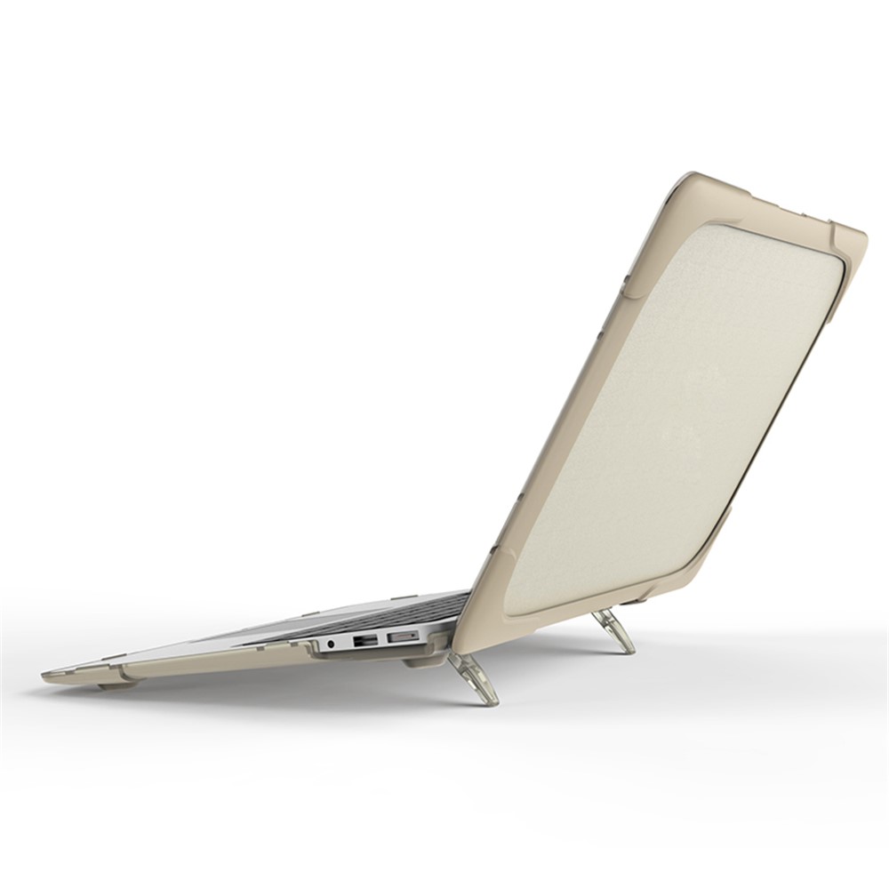 Kickstand ver-a través de la PC TPU snap-on caso de la cubierta para el aire macbook 13,3 pulgadas - kaki-5