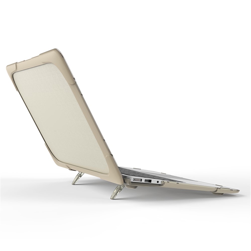 Kickstand ver-a través de la PC TPU snap-on caso de la cubierta para el aire macbook 13,3 pulgadas - kaki-6