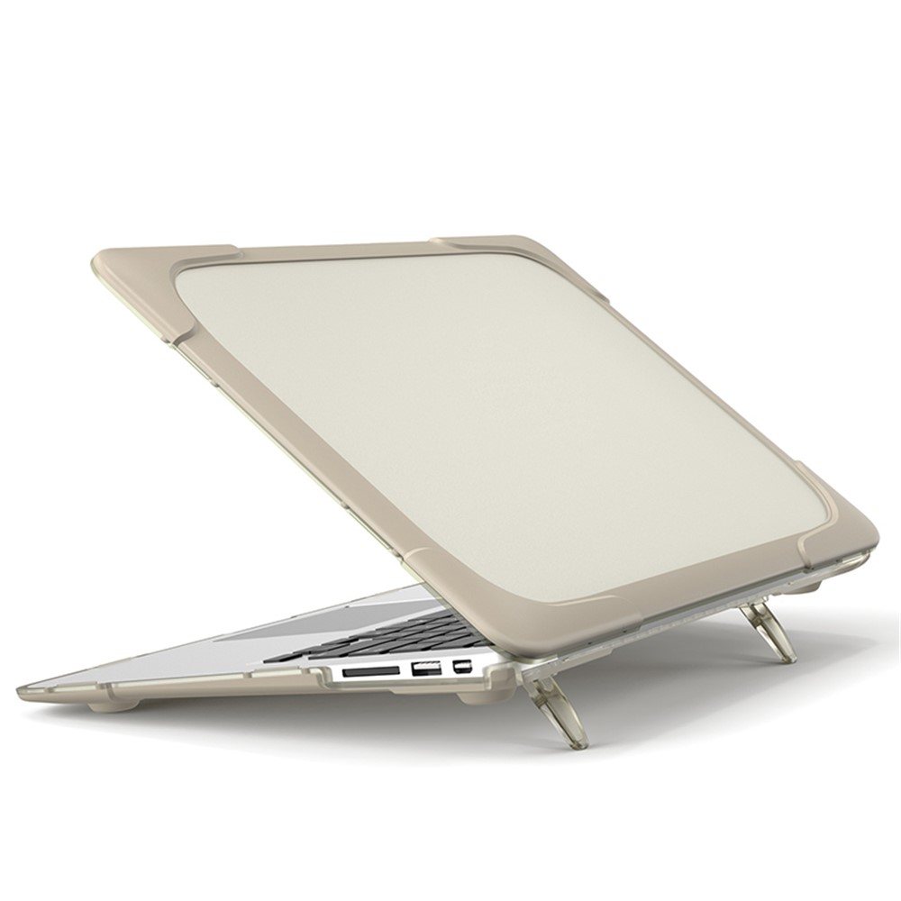 Para MacBook Air 13.3 Pulgada Véplica Full Protection PC TPU Funda Con KickStand A1369 / A1466 - Caqui