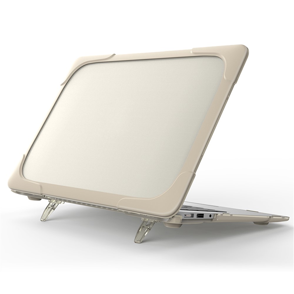 Kickstand ver-a través de la PC TPU snap-on caso de la cubierta para el aire macbook 13,3 pulgadas - kaki-9