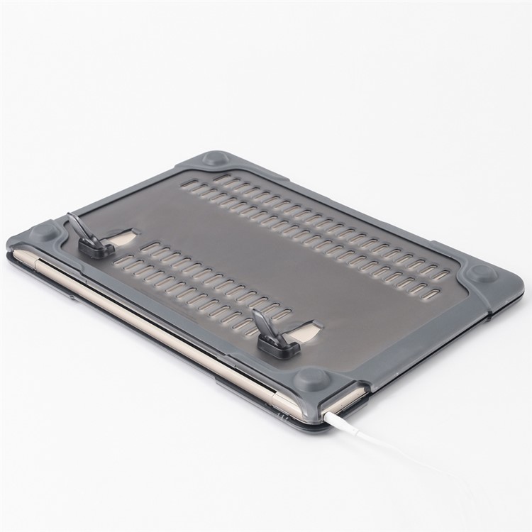 Kickstand See-Thru PC TPU Full Protection Case for MacBook 12-inch with Retina Display (2015) - Grey-15