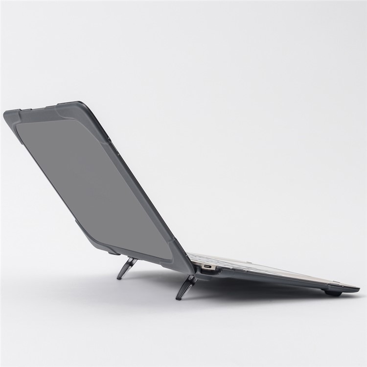 Kickstand See-Thru PC TPU Full Protection Case for MacBook 12-inch with Retina Display (2015) - Grey-2