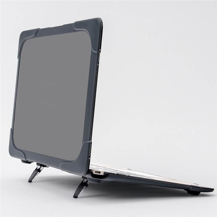 Kickstand See-Thru PC TPU Full Protection Case for MacBook 12-inch with Retina Display (2015) - Grey-3