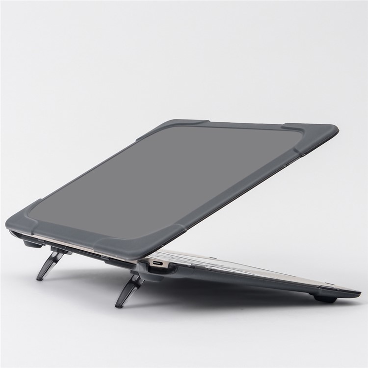 Kickstand See-Thru PC TPU Full Protection Case for MacBook 12-inch with Retina Display (2015) - Grey-4