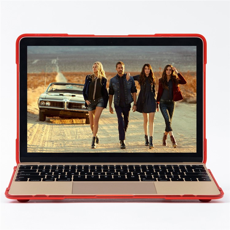 Kickstand See-Par le devant et le dos PC TPU Housse pour ordinateur portable pour MacBook 12-Inch with Retina Display(2015) - rouge-11