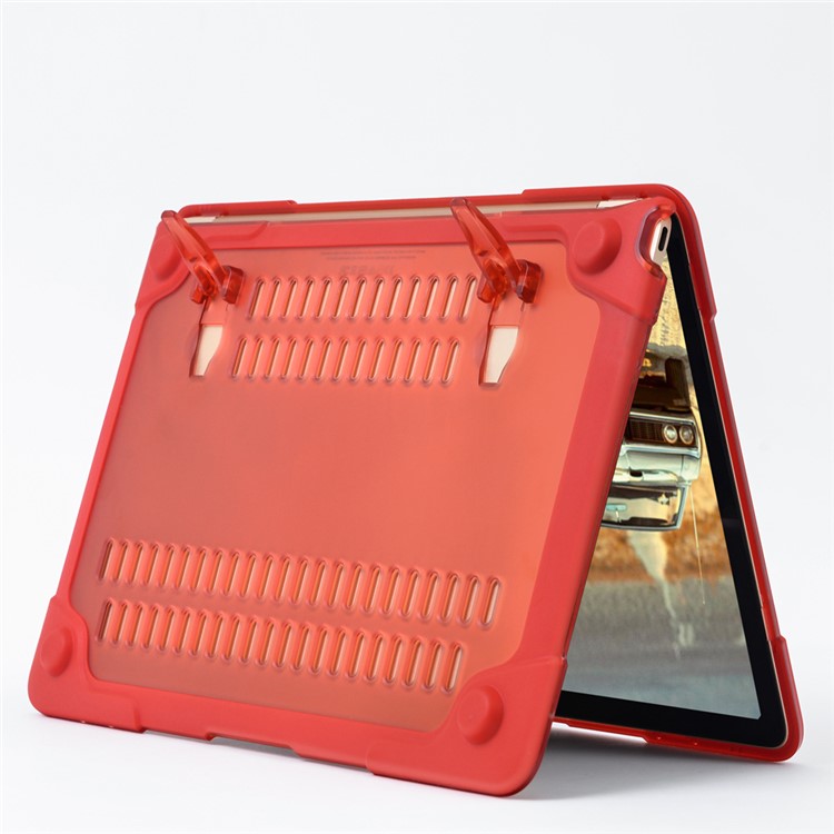 Kickstand See-Par le devant et le dos PC TPU Housse pour ordinateur portable pour MacBook 12-Inch with Retina Display(2015) - rouge-15
