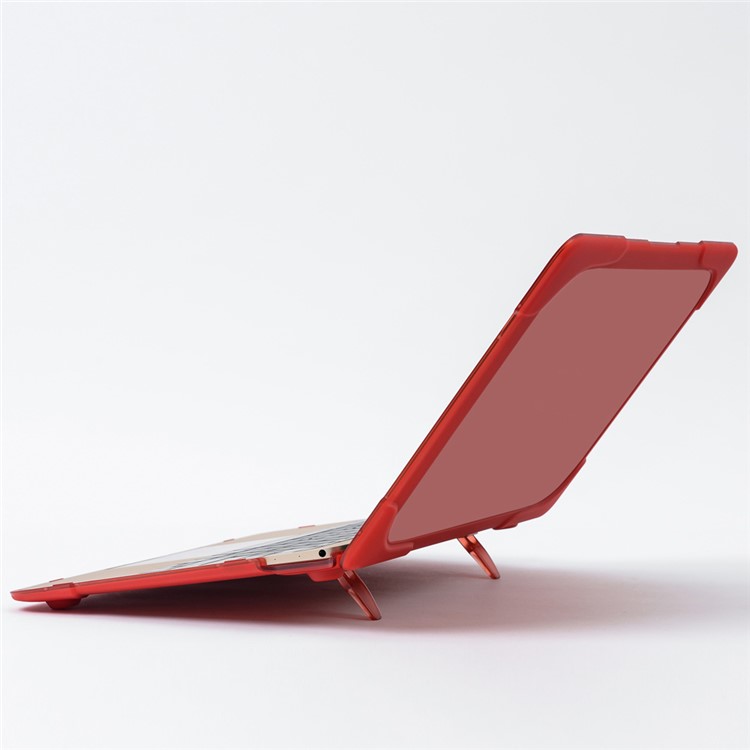 Kickstand See-Par le devant et le dos PC TPU Housse pour ordinateur portable pour MacBook 12-Inch with Retina Display(2015) - rouge-2