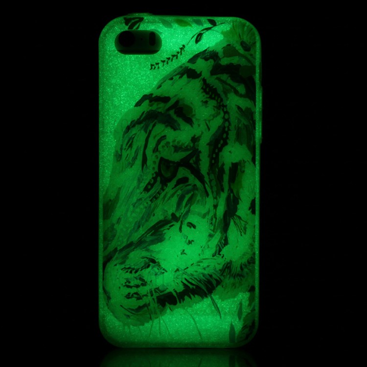Noctilucent Glow Back Soft TPU Cover for iPhone SE/5s5 - Tiger Pattern Printing-2