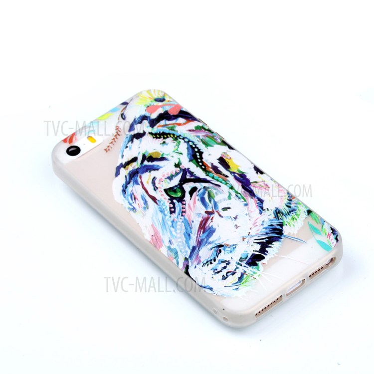 Noctilucent Glow Back Soft TPU Cover for iPhone SE/5s5 - Tiger Pattern Printing-3