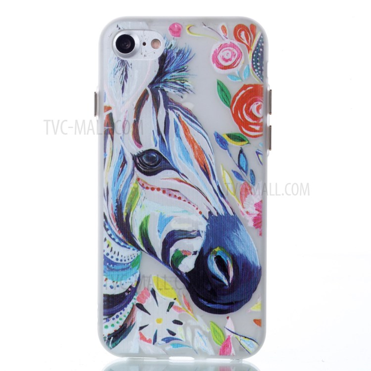 Noctilucent Matte TPU Mobile Phone Shell for iPhone 7 4.7 2016 - Horse Pattern Printing-1