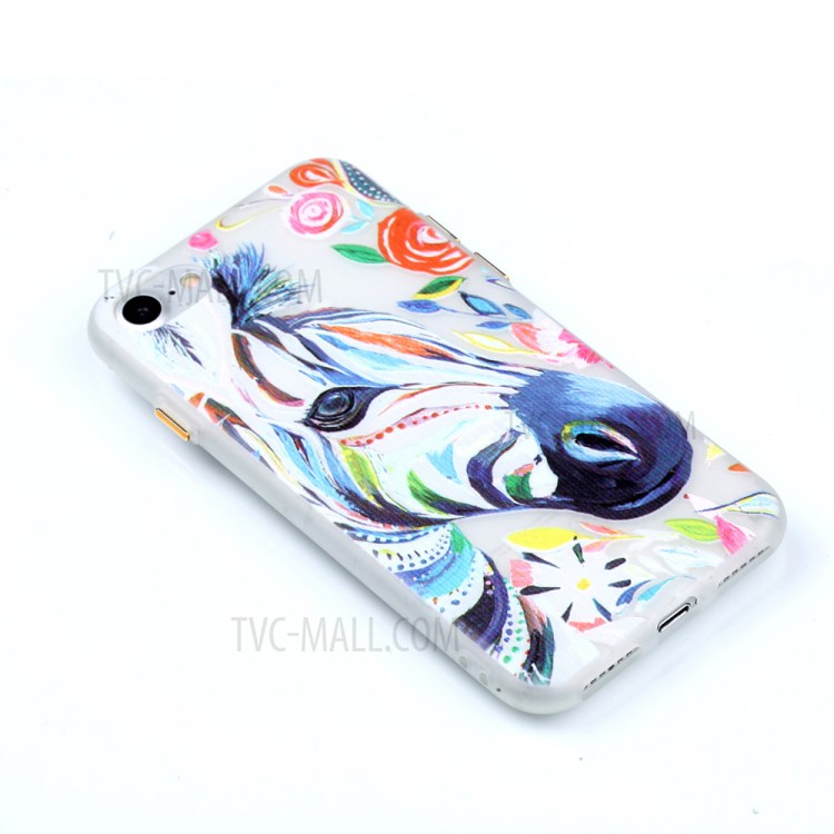 Noctilucent Matte TPU Mobile Phone Shell for iPhone 7 4.7 2016 - Horse Pattern Printing-3