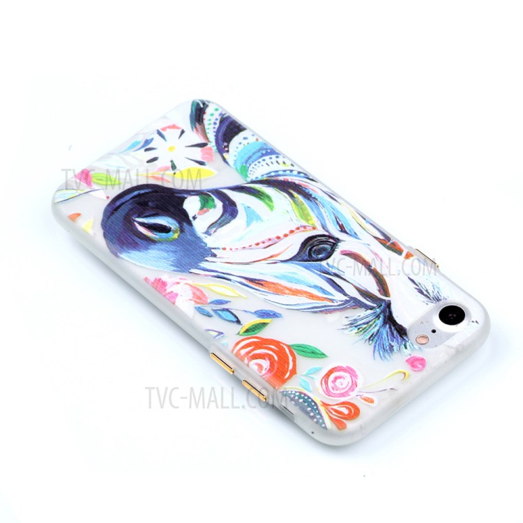 Noctilucent Matte TPU Mobile Phone Shell for iPhone 7 4.7 2016 - Horse Pattern Printing-4