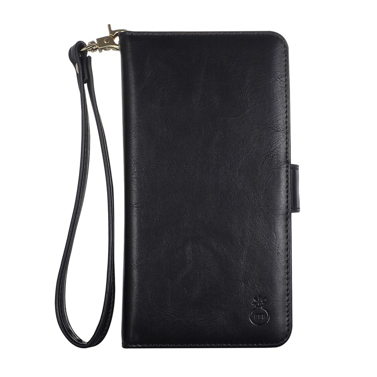 Multi-slot Detachable Wallet Leather Cellphone Case for iPhone 7 Plus with Lanyard - Black-2