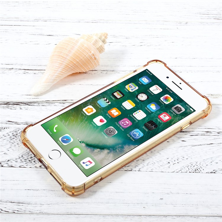 For iPhone 7 Plus Mirror Surface Anti-scratch PC + Anti-yellowing Bayer 3695 TPU Hybrid Case - Gold Edges / Gold-2