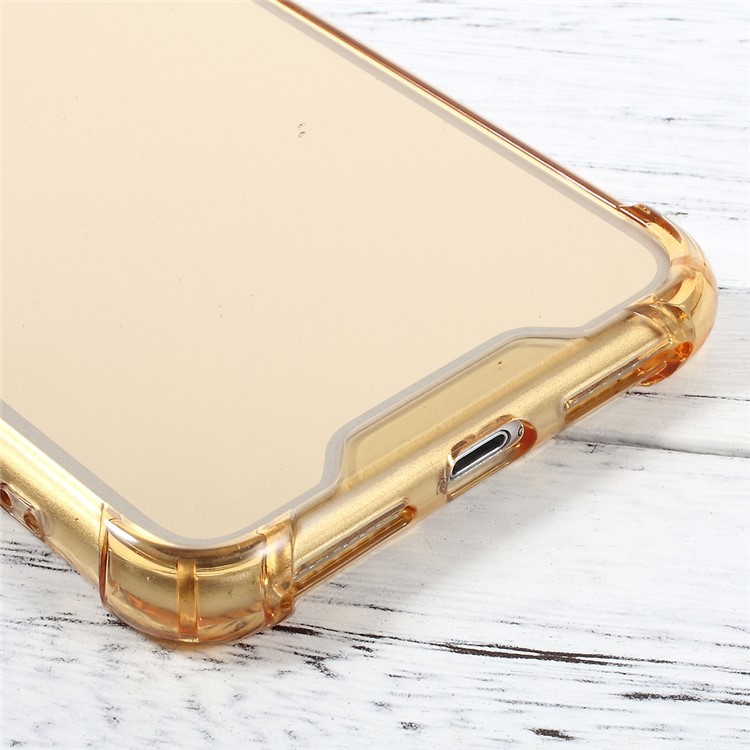 For iPhone 7 Plus Mirror Surface Anti-scratch PC + Anti-yellowing Bayer 3695 TPU Hybrid Case - Gold Edges / Gold-5