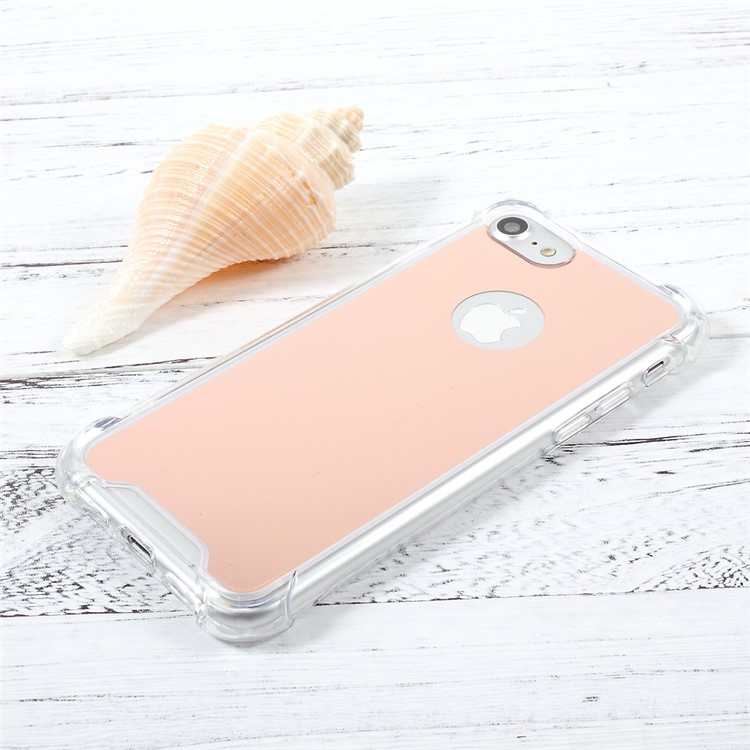 For iPhone 7 4.7 Mirror Surface Anti-scratch PC + Anti-yellowing Bayer 3695 TPU Phone Case - Rose Gold-2