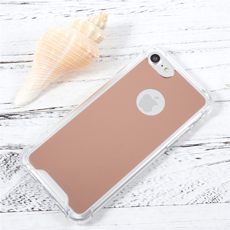 For iPhone 7 4.7 Mirror Surface Anti-scratch PC + Anti-yellowing Bayer 3695 TPU Phone Case - Rose Gold-3