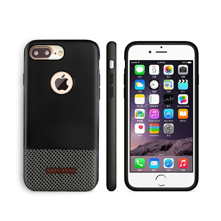 WUW for iPhone 7 Trendy Splicing Mobile Phone Accessory Cover Casing (Leather + Fabric + TPU)-4