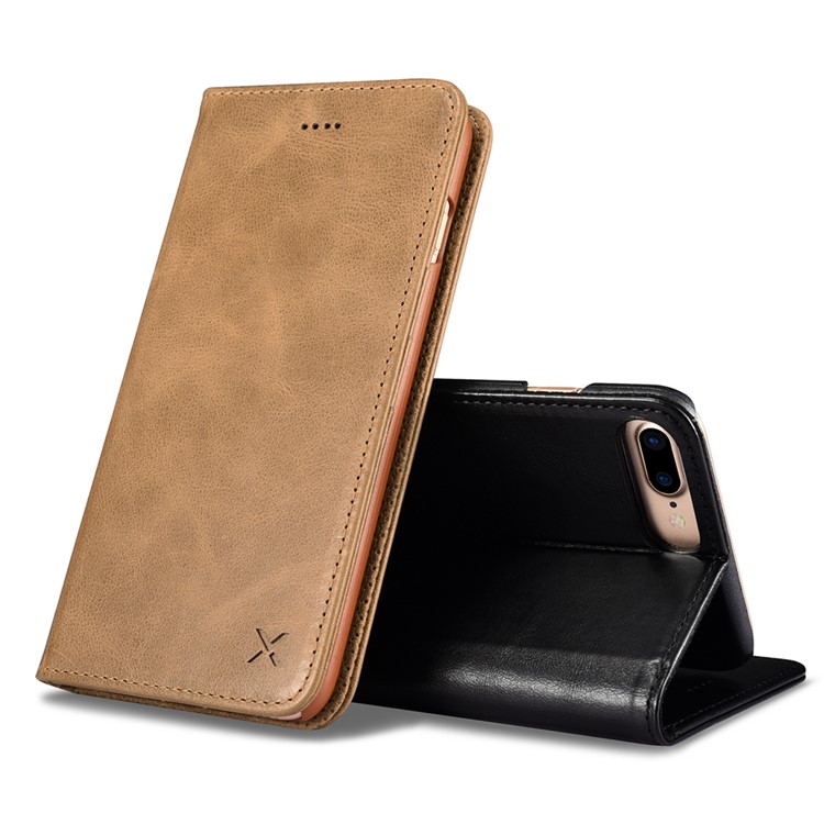 XOOMZ Genuine Leather Wallet Stand Cellphone Case for iPhone 7 Plus - Black-2