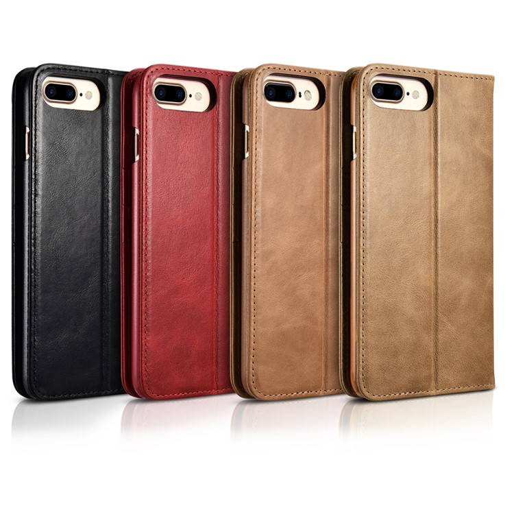XOOMZ Genuine Leather Wallet Stand Cellphone Case for iPhone 7 Plus - Black-3