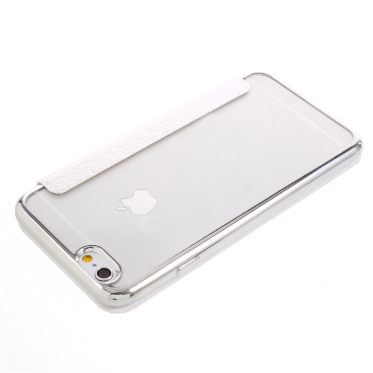 Slide to Answer Flash Powder Folio Leather Case for iPhone 6s 6 with View Window - White-4