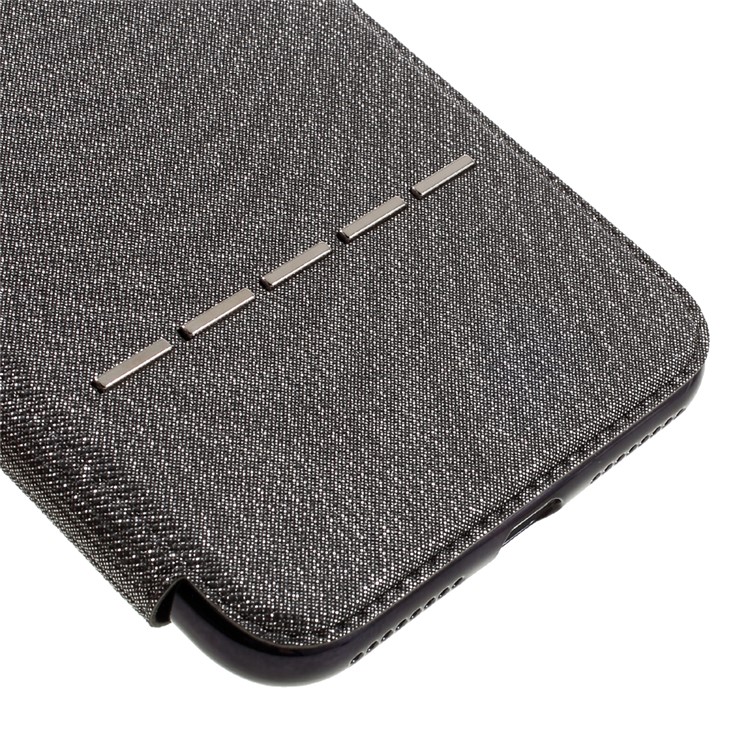 Smart View Window Touch Slide Leather Flip Case for iPhone 7 Plus 5.5 inch with Cross Texture - Grey-6