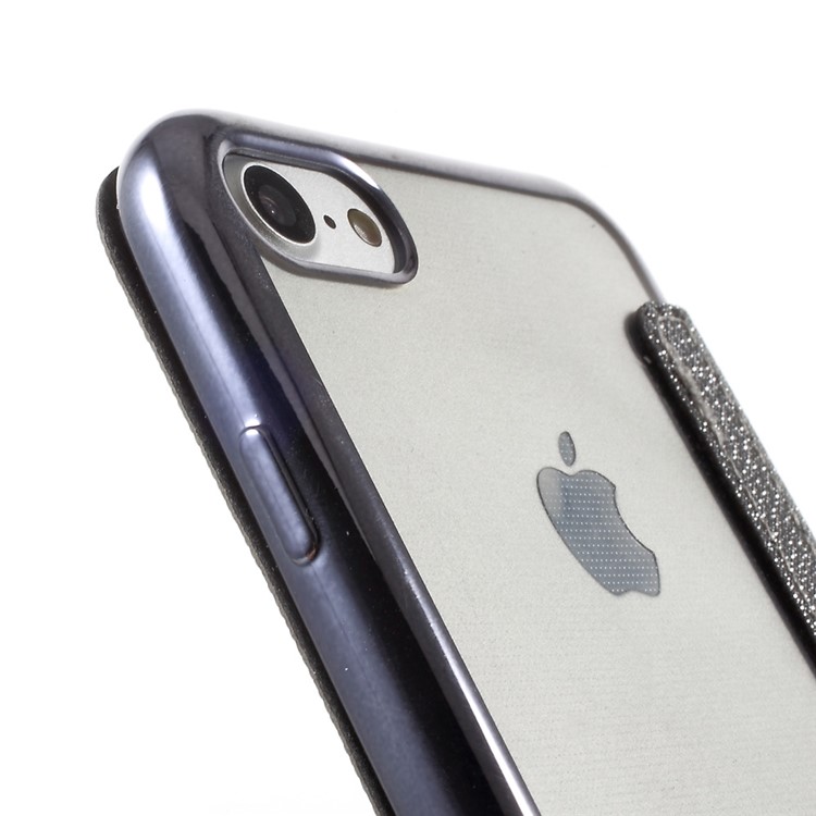 Smart View Window Touch Slide Leather Flip Case for iPhone 7 4.7 inch with Cross Texture - Grey-7