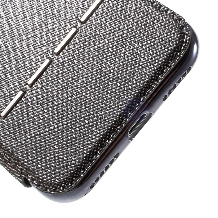 Smart View Window Touch Slide Leather Flip Case for iPhone 7 4.7 inch with Cross Texture - Grey-8