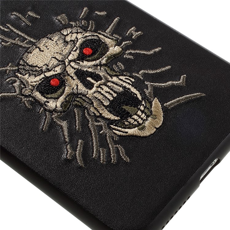 X-FITTED Embroidery Phone Case for iPhone 7 Plus (PC + TPU + PU Leather Hybrid) - Cool Skull-6