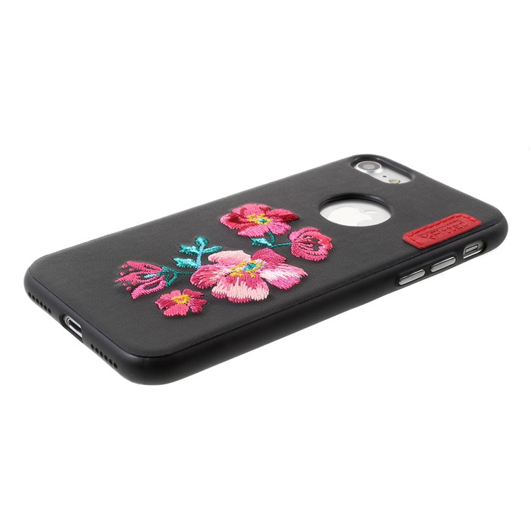 X-FITTED Unique Embroidery Cellphone Case for iPhone 7 (PC + TPU + PU Leather Hybrid) - Flower Pattern-6